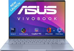 ASUS Vivobook S 14 OLED (2025), Copilot + PC with Office 2024 + M365 Basic*, AI PC Intel Core Ultra 5 226V - (16 GB/512 GB SSD/Windows 11 Home) S5406SA-QD098WS Thin and Light Laptop