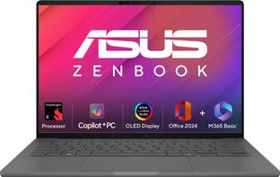 ASUS Zenbook A14 OLED (2025), MSO 2024 + M365 Basic, Metal Body, Backlit Keyboard, Qualcomm Snapdragon...