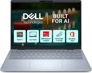 DELL 14 AMD Ryzen 5 Hexa Core AI 5 340 - (16 GB/512 GB SSD/Windows 11 Home) DB14255 Thin and Light Lap...
