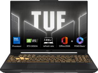 ASUS TUF Gaming F16 (2025) with Office 2024 + M365 Basic*, Intel Core 5 210H - (16 GB/512 GB SSD/Windows 11 Home/4 GB Graphics/NVIDIA GeForce RTX 3050A/144 Hz) FX607VB-RL076WS Gaming Laptop