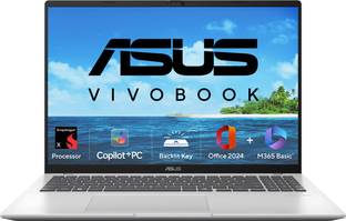 ASUS Vivobook 16 (2025), Copilot + PC with Office 2024 + M365 Basic*, AI PC Qualcomm Snapdragon X - (16 GB/512 GB SSD/Windows 11 Home) X1607QA-MB050WS Thin and Light Laptop