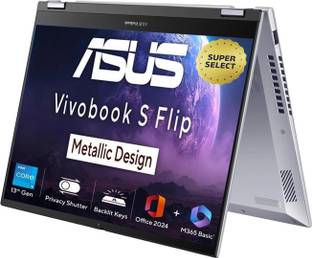 ASUS Vivobook S14 Flip (2025) with Office 2024 + M365 Basic*, A-Part Metal Body, Intel Core i5 13th Ge...