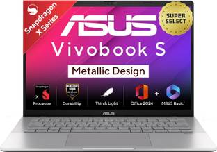 ASUS Vivobook S14 (2025) with Office 2024 + M365 Basic*, Metallic Design, Copilot+ PC Qualcomm Snapdragon X - (16 GB/512 GB SSD/Windows 11 Home) S3407QA-KP020WS Thin and Light Laptop