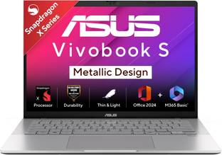 ASUS Vivobook S14 (2025) with Office 2024 + M365 Basic*, Metallic Design, Copilot+ PC Qualcomm Snapdra...