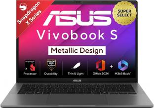 ASUS Vivobook S14 (2025) with Office 2024 + M365 Basic*, Metallic Design, Copilot+ PC Qualcomm Snapdragon X - (16 GB/512 GB SSD/Windows 11 Home) S3407QA-KP027WS Thin and Light Laptop