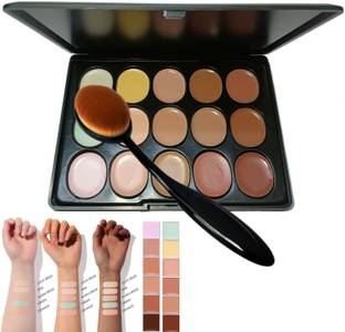 WECHARMERZ 15 Shades Highlighter Contour With Makeup Oval brush  Concealer