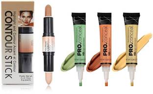 Dhanmann 3 Pro Concealer Oil Free with Beauty Highlighter and Contour Stick for Makeup Concealer