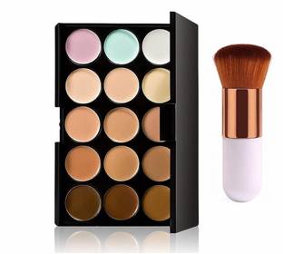 HUDA QUEEN 15 Color Concealer & Corrector Palette with Round Buffing Brush Concealer