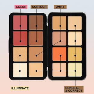 LOVE HUDA Professional 12 Color Cover & Cream Foundation Concealer Palette (Dermacolor), Concealer