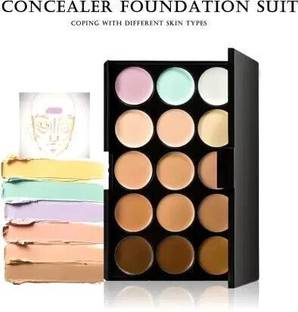 HUDA QUEEN Full Coverage Face Palette 15 Colors with Puff Concealer