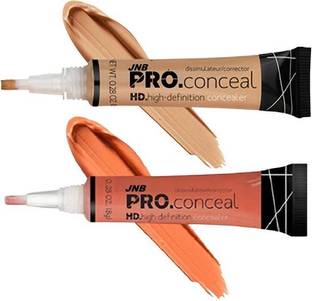 JNB PRO HD Beauty Conceal Liquid Concealer Fit for Girl Pack of 2 (Orange + Yellow) Concealer
