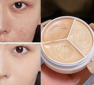 MYEONG 3 In 1 Pro Concealer Triple Pot Concealer Palette Full Coverage Palette Concealer
