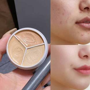 GULGLOW99 Korean Waterproof, Long-Lasting 3-Color Cream Concealer Palette Foundation