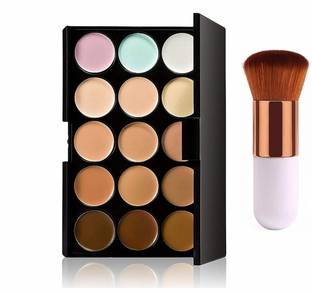 HUDA QUEEN 15 Color Corrector Concealer Palette for Blemish & Highlight with Brush Concealer
