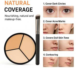 NIGRIFIX Concealer Contour Palette Brush,3 In 1 Color Correcting Highlight ConcealerC15 Concealer