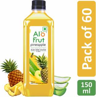 अलोफ्रुट Pineapple Aloevera Chunks & Juice 150mL | Ready to Serve Fruit Drink