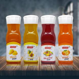 PURAMIO Fruit Crush Combo of- Mix Fruit, Pineapple, Orange & Mango,Pack of 4, 250ml Each