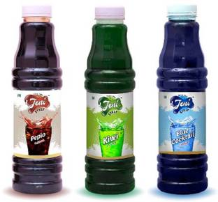 jeni Sharbat & Soda Pack of 3 Flavors - Pepio, Kiwi, Blue Cocktail/Non-Fruit Sharbats Synthetic Syrup Combo/Gift Pack/Summer Combo [700 ml each] [700 ml, 700 ml, 700 ml, Pack of 3]