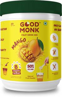 Good Monk Instant Fruit Drink Mix - Mango, 50% Less Sugar with 8 Vitamins & Minerals