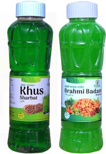 नटराज द राइट चॉइस Khus Sharbat & Brahmi Badam Sharbat Syrup (Pack of 2 x 750 ml Bottle)
