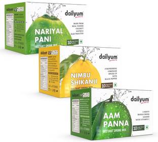 डाइलयुम Instant Drink Mix|Nimbu Shikanji Box,Aam Panna Box & Nariyal Pani Box|30 Sachets