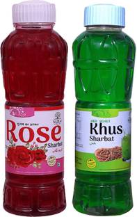 NATRAJ The Right Choice Rose Sharbat & Khus Sharbat Syrup (Pack of 2 x 750 ml Bottle)