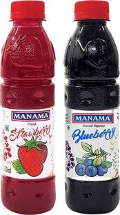 MANAMA Strawberry Fruit Crush and Blueberry Fruit Crush, 250ML Each, Pack of 2