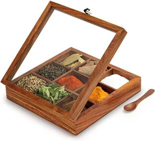 Wooden Mystique Spice Set Wooden, Glass