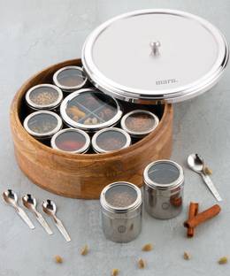 MARU Spice Set Wooden, Stainless Steel
