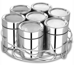 मिल्टलाइफ Steel Masala Box For Kitchen | Spice Box | Masala Dabba | Containers 7 पीस स्पाइस सेट