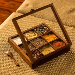 Wooden Mystique Spice Set Wooden, Glass