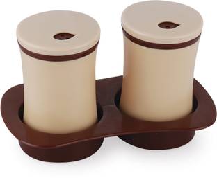 आकार - Sprinkle Salt & Pepper Jar with Stand (Begie/Brown) - Plastic - 2 पीस सॉल्ट एंड पैपर सेट