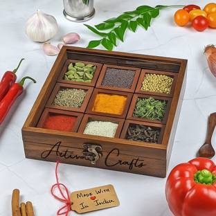 Artival Crafts Spice Set Glass, Wooden