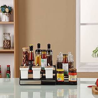 ARHAT ORGANIZERS by Spice Rack 3 layer for Kitchen Cabinetwith Adjustable Length Spice Set Iron