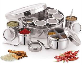 विसाक्ष्मी 12 In 1 Masala Box For Kitchen| Masala Dabba Steel| Spice Box| Masala Dani 12 पीस स्पाइस सेट