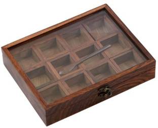 ELAVE HANDICRAFTS Spice Set Wooden, Glass