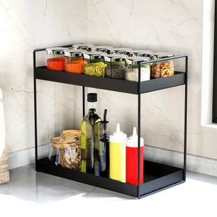 Kombuis Kitchenware Utensil Kitchen Rack Iron Black 2 Tier Kitchen Rack | Kitchen Pantry Storage
