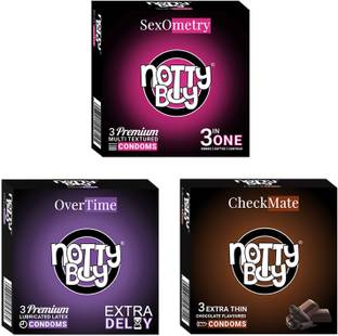 NottyBoy 1500 Dotted Long Last Extra Delay Ribs, Dots - 9 Condom