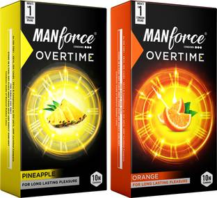 MANFORCE Overtime Orange & Pineapple 3in1 (Ribbed, Contour, Dotted) Condoms - 10s (Pack of 2) Condom