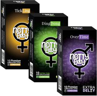 NottyBoy Extra Dots, Extra Time & Green Apple 30 Pcs Condom