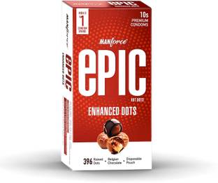 MANFORCE Epic Hot dots Enhanced Dots Belgian Chocolate Flavoured Premium Condoms with Disposable Pouch Condom