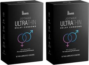 Formen Joymax Ultra Thin Condoms For Men|10-Count With Disposable Pouches|Natural Latex Condom