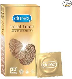 DUREX Real Feel Condoms for Men - 10 Count| For Real Skin on Skin Feeling Condom