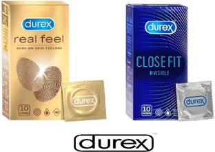 DUREX Real Feel + CloseFit Invisible Condom Combo (20 N) Pack of 2 Condom