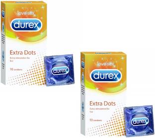 DUREX EXTRA DOTTED CONDOM FOR MEN 10 COUNT PACK OF 2 Condom