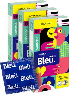 Bleu 100% Natural Latex Ultra Thin Condoms for Men, Reduced Itch and Irritation Condom
