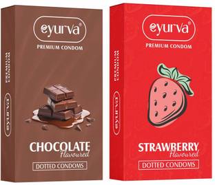eyurva dotted condoms combo | chocolate condoms + strawberry condoms pack Condom