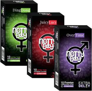 NottyBoy Extra Dots, Strawberry & Over Time Delay s Condom