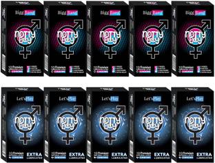 NottyBoy Extra Lubricated and Ribbed, Dotted, Contour, Long Lasting Combo Pack Condom