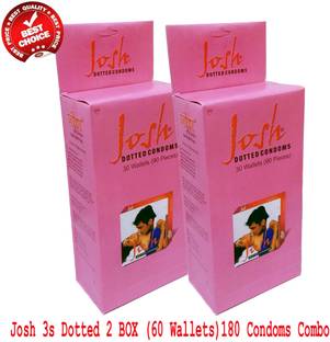 Josh 3s Pink Colored Lubricated Dotted Electronically Tested For Safe Intercourse Men Condom